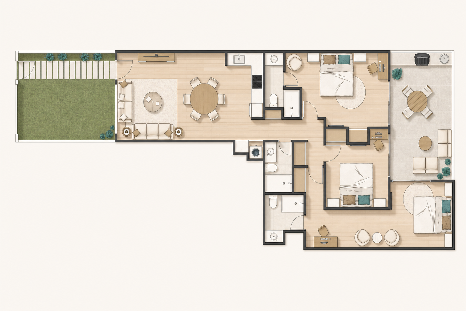 Single-level residence floor plan of The Casma Residence